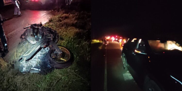 Motociclista morre em acidente envolvendo carro e um animal na pista em Nossa Senhora das Dores
